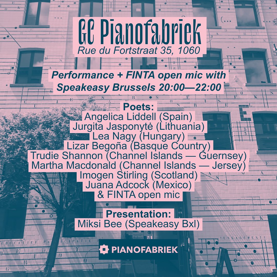 Performance + FINTA open mic with Speakeasy @ GC Pianofabriek - 28/09 - 8PM